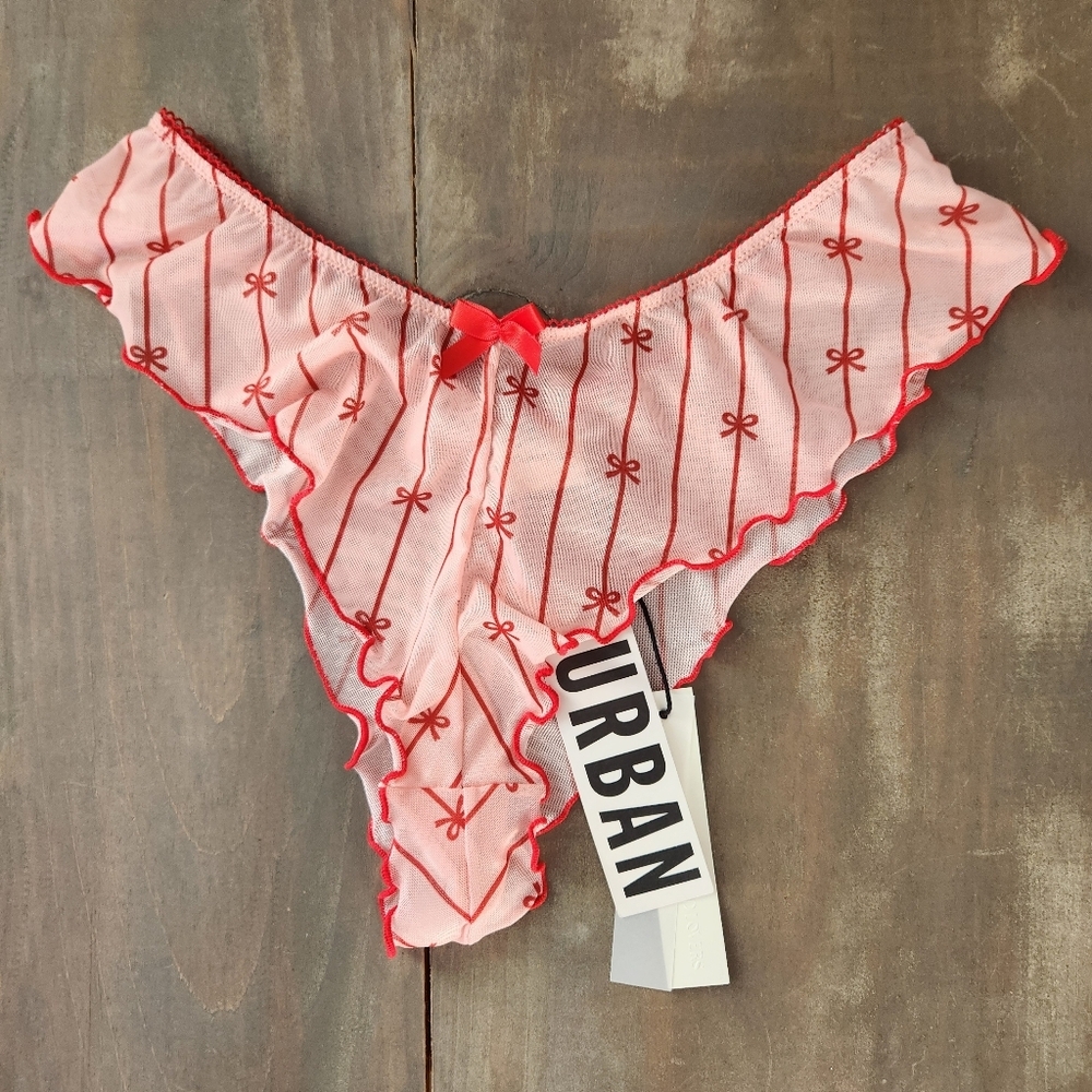 NWT Urban Outfitters Bow Print Ruffle Bikini Undie - Size Small